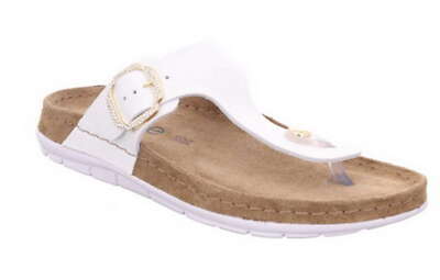 Rohde Pantolette Rodigo weiß Glatt Leder Zehentrenner FlipFLop Schlappen Slipper