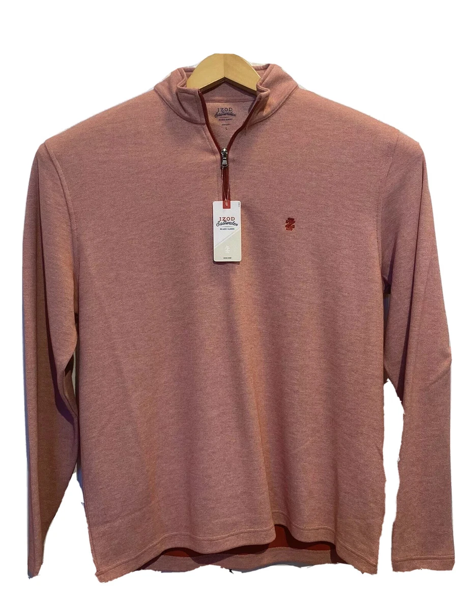 NWT Izod Saltwater Mens Quarter Zip Pullover Size Large Long Sleeve Red New  | eBay