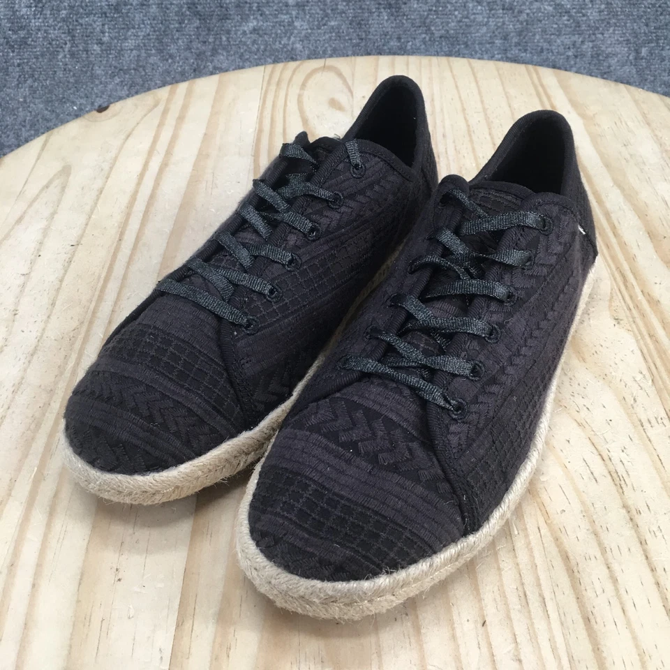 TOMS Zapatos Mujer 9 Lena Bordado Alpargata Cordones Tenis Negro Parte Superior Baja Foto 3 de 4