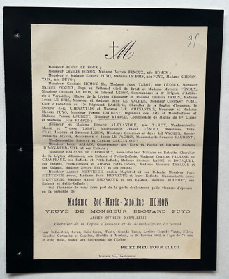 HOMON Edouard Puyo Einladung Fenoux MIMAUD Chenantais LE BRIS Kerdaniel 1902