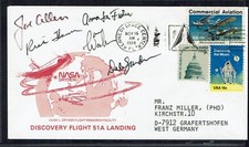 Autógrafos de aterrizaje Discovery Flight 51A Hauck, Walker, Allen, Fisher, Gardener