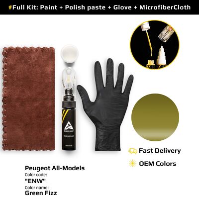 Touch up Paint for Peugeot Code: ENW Green Fizz Fast Drying Scratch Repair