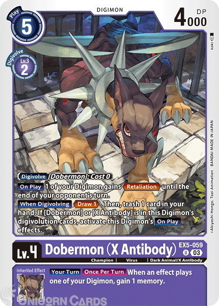 EX5-059 Dobermon (X Antibody) :: Uncommon Digimon Card :: EX05: Animal Colosseum