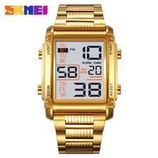 SKMEI Men Watch Rectangle Wristwatch Weekdays Digital Watch Male Steel Watches