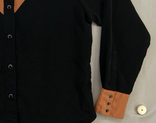 VTG Daniali Western Womens M Black Cross Embellished Pearl Snaps MADE USA - RARE - Picture 6 of 18