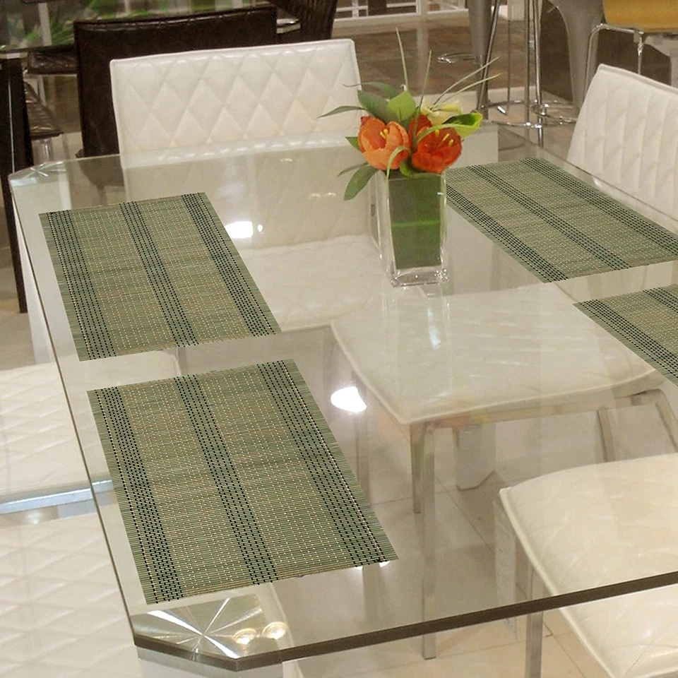 Reversible Bamboo Wooden Placemats for dining Set of 6 - Image 2 of 4