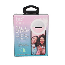 iJoy HALO Rechargeable Clip on Selfie Ring Light w Adjustable Lighting NEW