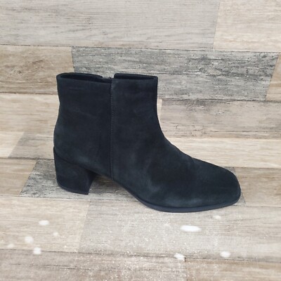 Vagabond Stina Womens Bootie Sz 10 Block Heel Black Suede Side Zip Ankle Boots