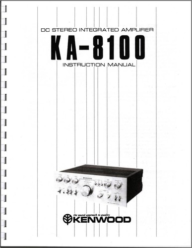 Kenwood KA-8100 Integrated Amplifier Owners Manual