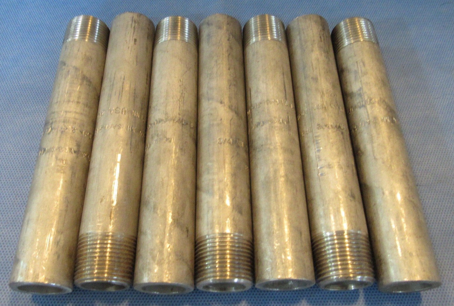 Lot of (7) Penn 3/4" x 6" Nipple Stainless Steel A312/304L Sch 80 PE x MNPT USA