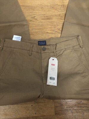 Levi Mens Pants Jeans Straight Chino Stretch  Size 30 x 30 Copper Brown  NWT