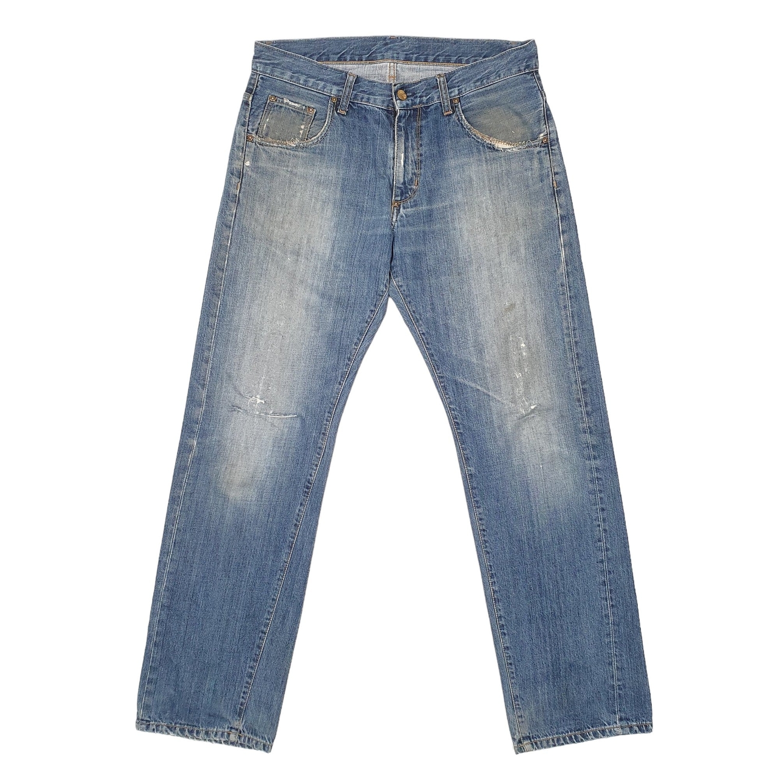 CARHARTT Casual Jeans Regular Fit Blue Denim Trousers Mens Ruler Pant W34 L32 image 2