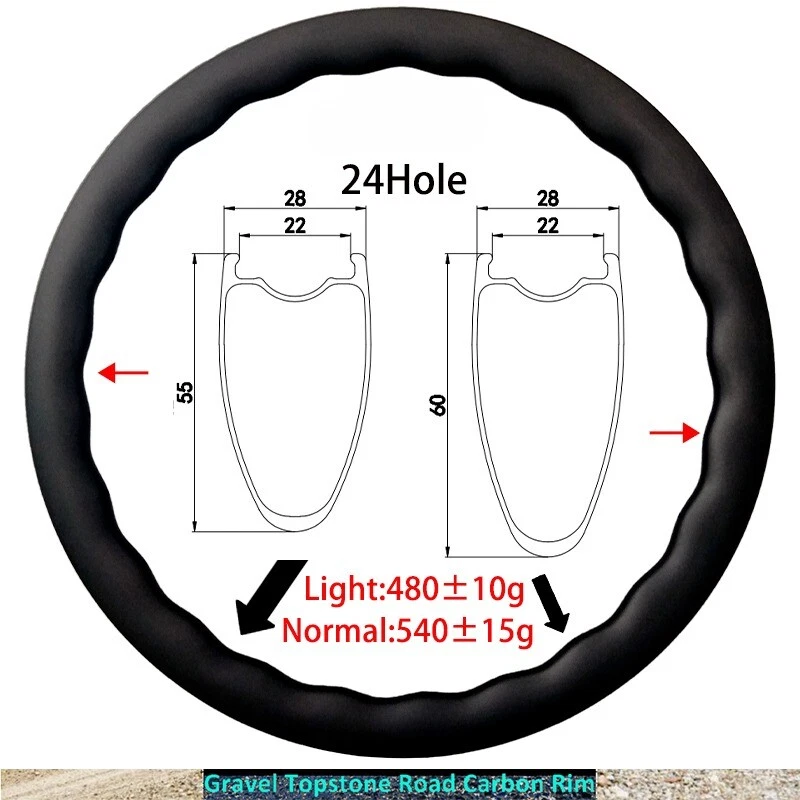 Llanta de carbono 700C 28 mm ancho 45 50 mm 55 60 mm disco profundo freno V ruedas sin cámara Foto 2 de 4