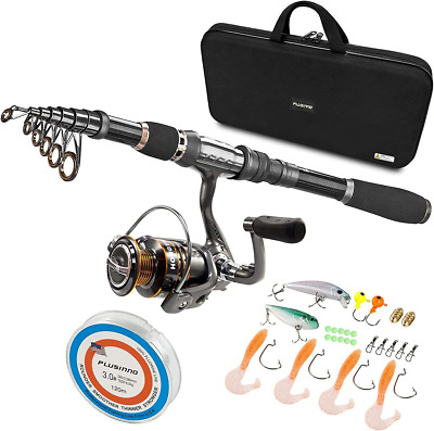 Telescopic Fishing Rod and Reel Combos Full Kit, Carbon Fiber Fishing Pole, 12 +