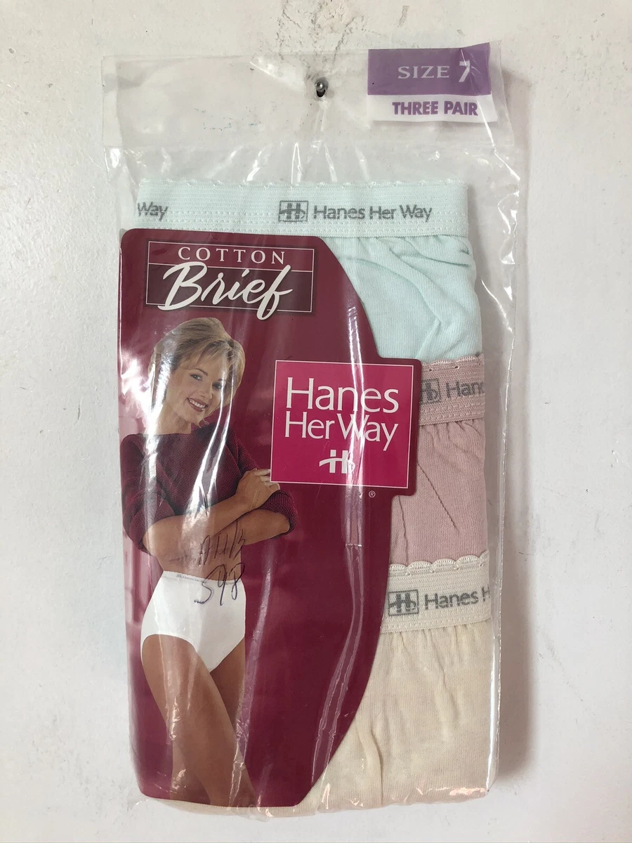 vintage hanes her way 3-pack cotton briefs panties womens size 7