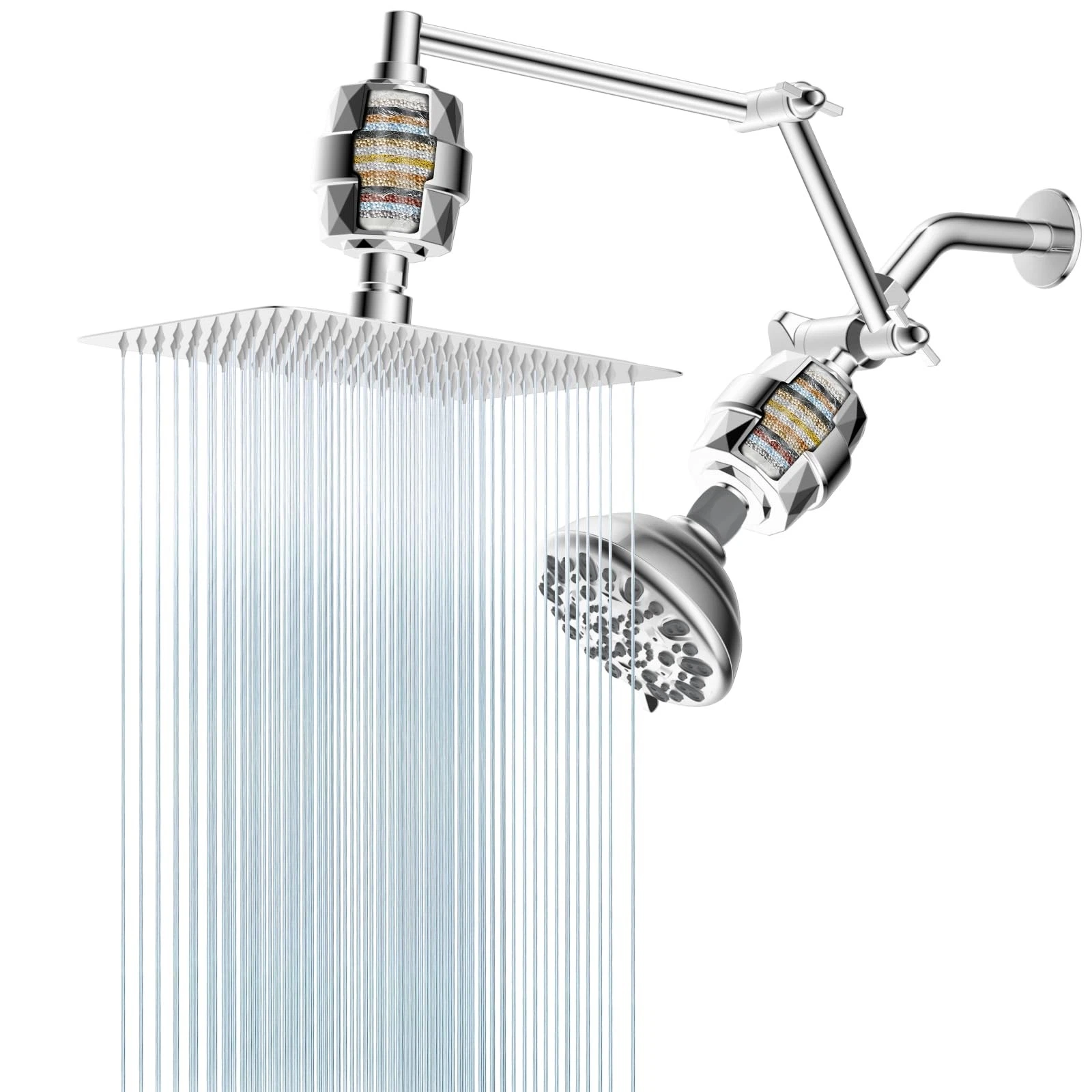 Metal Rain Filtered Shower Head Combo, 10" High Pressure Rainfall/Handheld Sh...