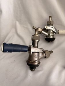 Lot of 6 Commercial Keg Couplers Black, White, Blue, Red, and Yellow Handles