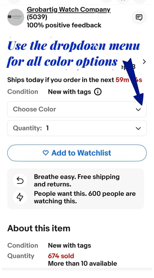 TechnoMarine Cruise Original BAND/STRAP 40mm-SEND MODEL # OR WILL CANCEL ORDER - Image 4 of 4