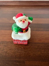 1984 Hallmark Merry Miniature SANTA Atop Chimney Christmas Trinket