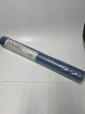 Waverly Wallpaper Roll 4322 H Navy Blue Ivory Geometric Dot Prepasted Vinyl NOS