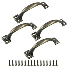 4pcs 4 Metal Gate Pull Handles Bronze Bow Gate Handle Screen Door Pull Vi...