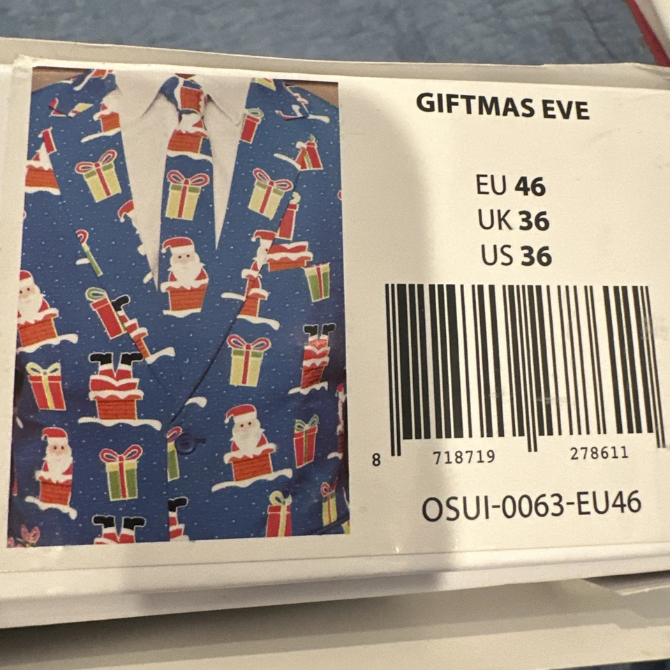 Traje Oppo Para Hombre REGALO VÍSPERA DE NAVIDAD Traje Talla 36 Abrigo Deportivo Pantalones Corbata Navidad Nuevo con Etiquetas + Caja Foto 4 de 4