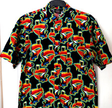 GUINNESS Official Black Multi TOUCAN Print Hawaiian S/S Shirt Size Medium