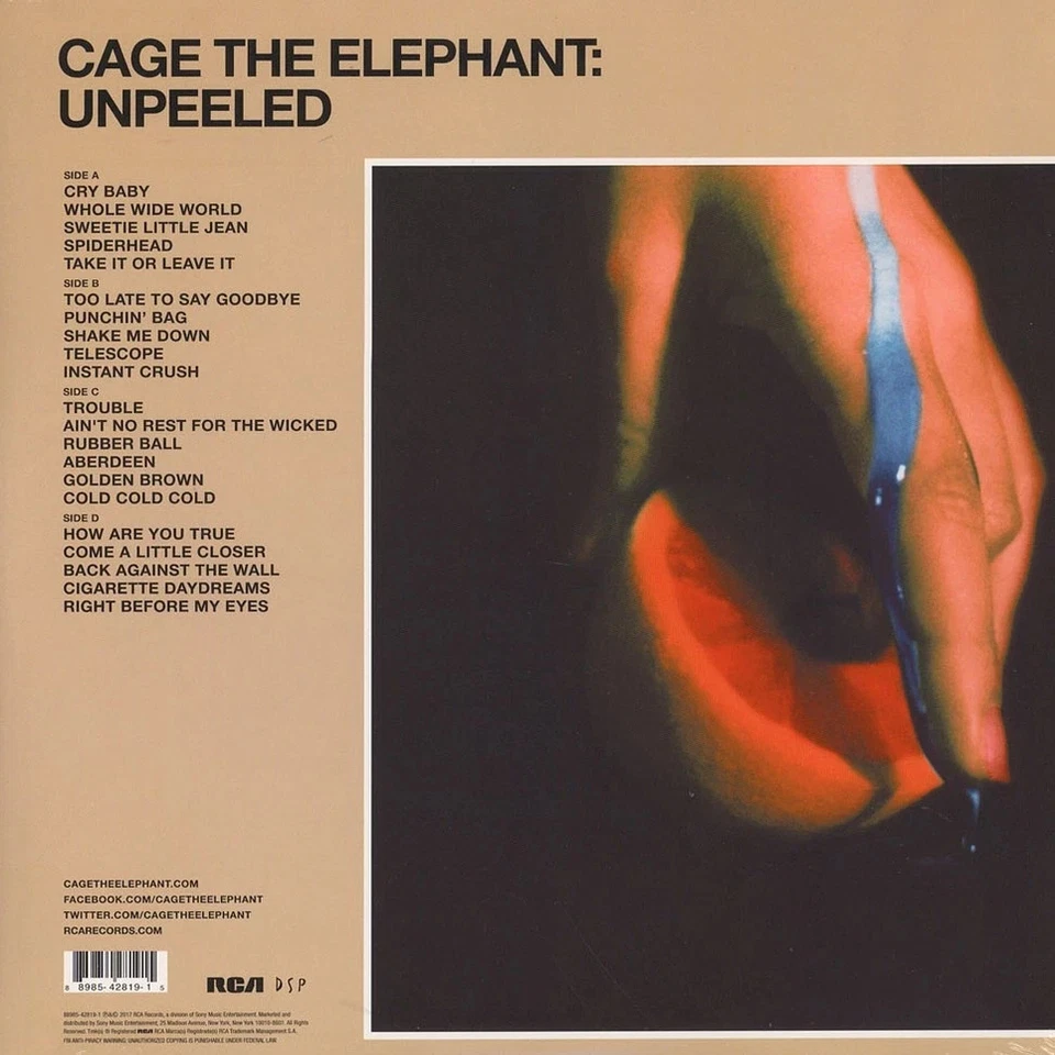 Cage The Elephant UNPEELED Acoustic Live Album RCA RECORDS New Black Vinyl 2 LP - Image 2 of 2