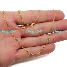 Real 18K Yellow Gold Filled Tarnish-Resistant 1.5 mm Cable Chain Necklace H076Y
