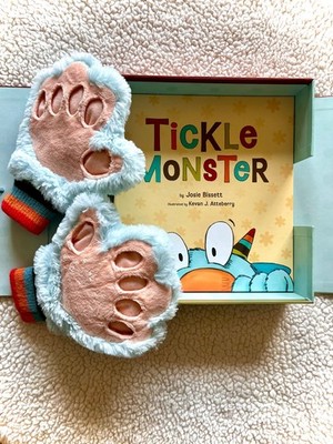 ~ Tickle Monster ~ Hardcover Book Set w/ Tickle Mitts ~ By Josie Bissett ~ 2010