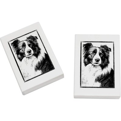 2 x 45 mm ''Border Collie Portrait mit Rahmen'' Radiergummis / Gummis (ER00049076)