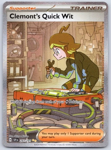Clemont's Quick Wit SIR 243/191 (NM) - SV08: Surging Sparks - Pokemon TCG