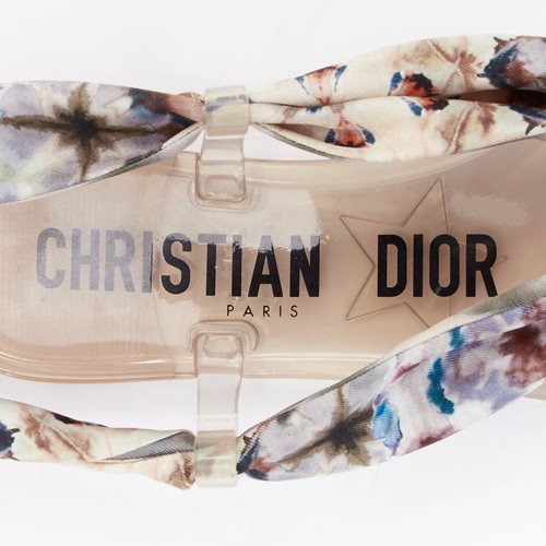 Sandales plates CHRISTIAN DIOR 2019 multicolores kaléidiorscopic soie cravate EU38 - Photo 9/11
