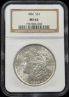NGC MS63 1886 US Morgan One Dollar Silver Coin S$1-066