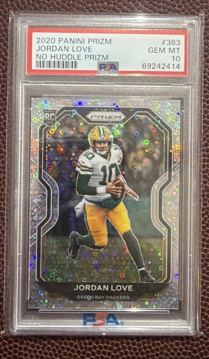 2020 Panini Prizm No Huddle Jordan Love Rookie RC Silver Disco Prizm #363 PSA 10