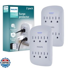 Philips 6-Outlet Extender Surge Protector, 900 Joules, 3-Prong, Space Saving