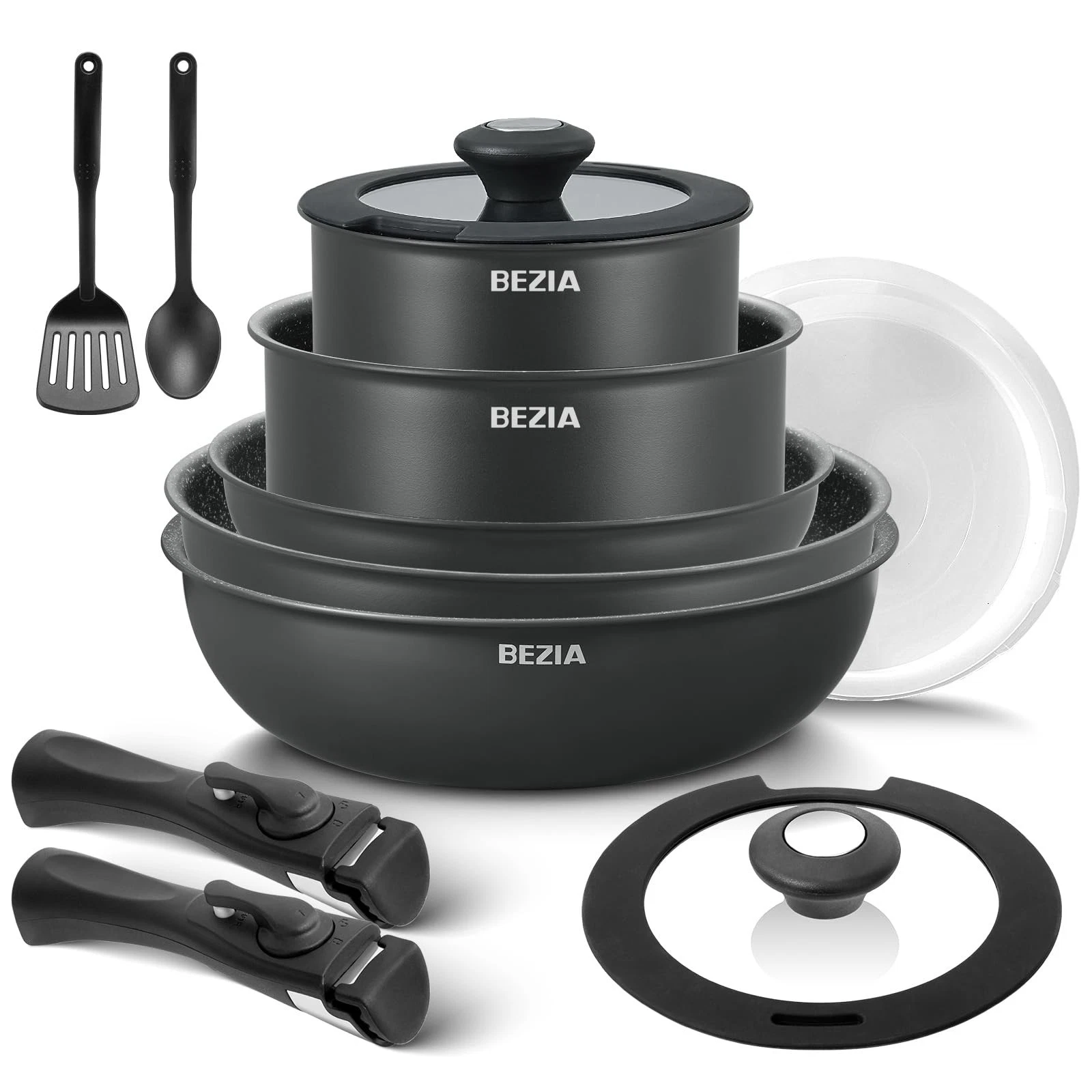 BEZIA Induction Hob Pans Set 13 Pieces Non Stick Pots and Pans Set