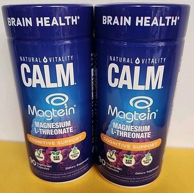 Natural Vitality CALM Magnesium & L-Threonate Supplement/Brain Health/2 pack