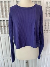 Wild Fable women's Medium purple cropped waffle knit long sleeve sweater, D23