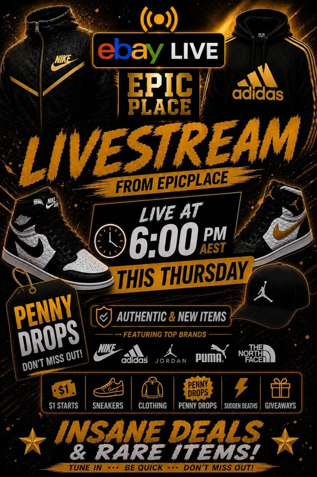 🔥EpicPlace - LIVESTREAM | Sneakers and Clothing | Penny Drops | $1 Starts✅