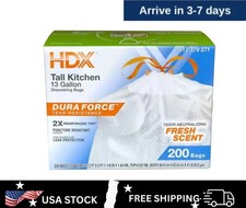 13 Gallon Fresh Scent Tall Kitchen Trash Bags with Drawstring, 200-Count