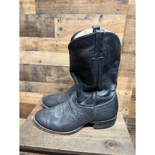 Cowtown Mens Black Leather Western Cowboy Boots Bullhide Textured 11EE