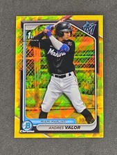 Andres Valor 2024 Bowman Chrome Sapphire 1st YELLOW Refractor 19/75 Marlins