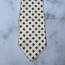 Stafford Traditional 100% Imported Silk Necktie Made in USA Cream Yellow Tie