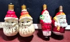 4 Vintage Christmas Light Milk Glass Santa Claus Shape Bulbs C-7 C-6 NON Working