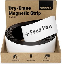 Dry Erase Magnetic Labels Roll 3.3 ft x 1 Inch Whiteboard Magnet Strip for