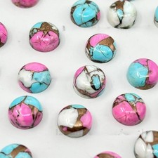 AAA Cotton Candy Kingman Turquoise Cabochon Round Shape Loose Gemstone