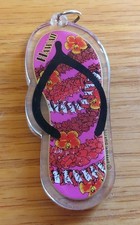 Hawaii Flip Flop Keychain Double Sided Souvenir Key Chain Acrylic Pink 3''