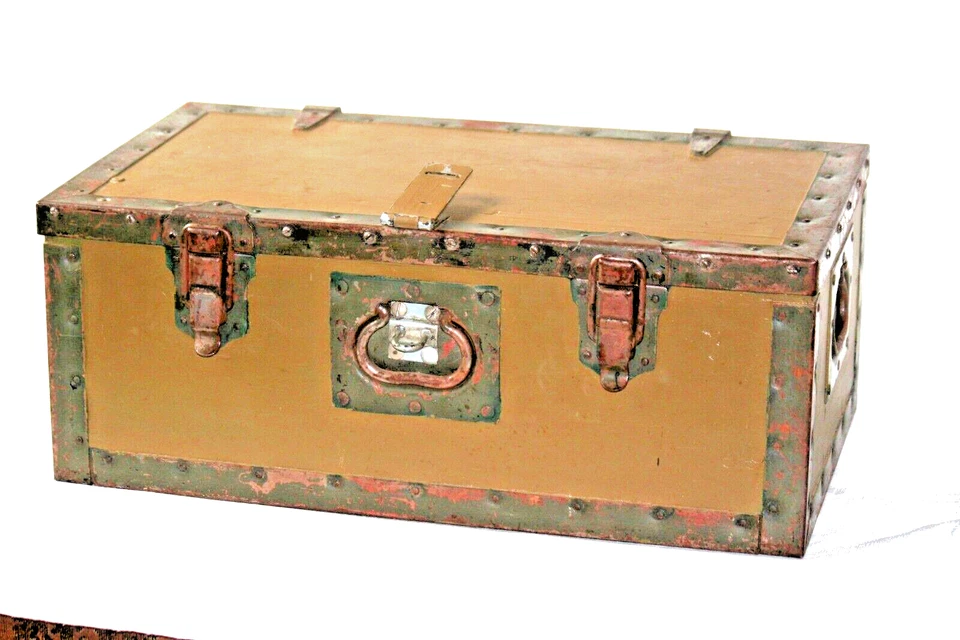 Baúl de herramientas militares vintage, resistente, marco de acero, 24"x 13 1/4" x 8 1/4" Foto 2 de 4