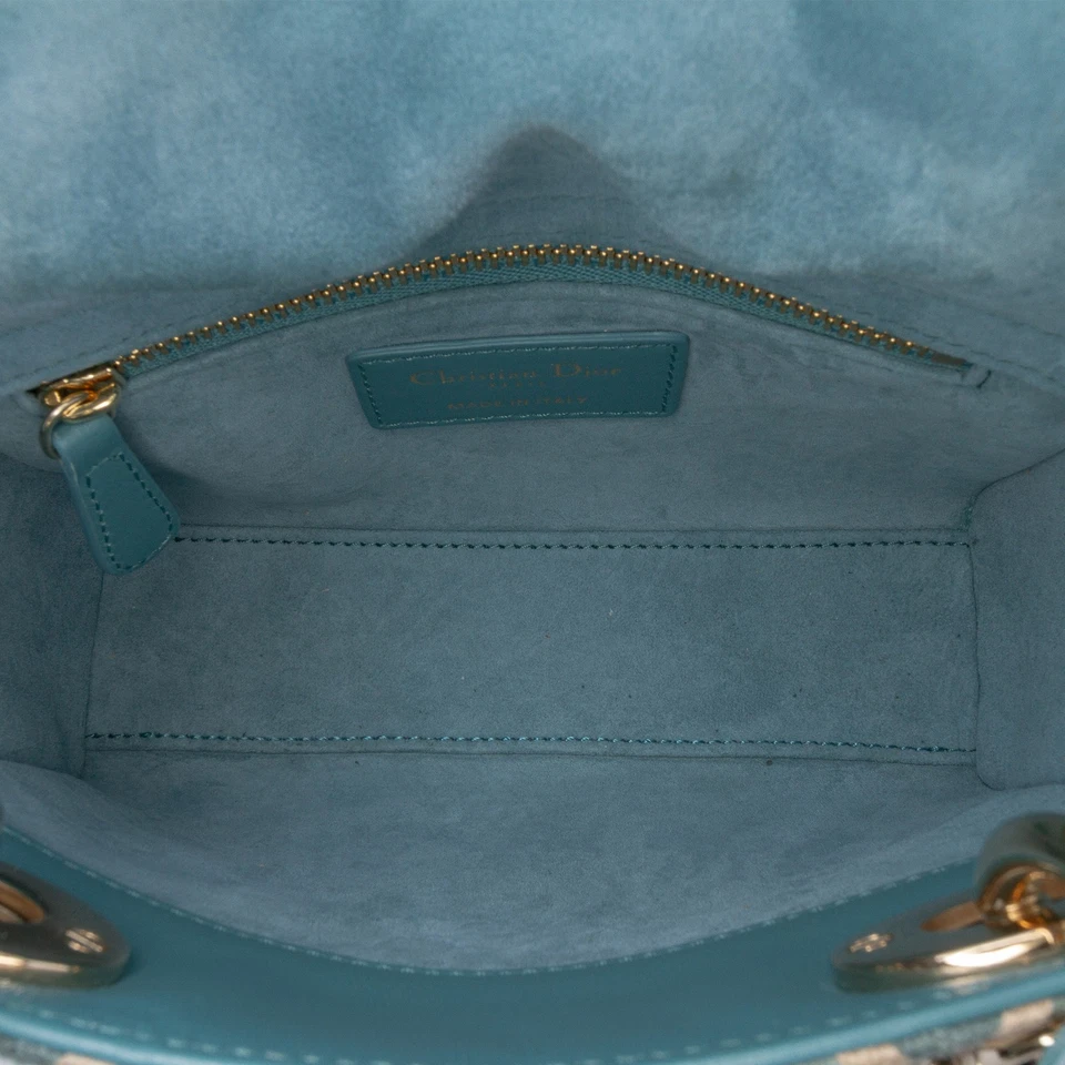 Authenticated Dior Mini Canvas Honeycomb Embroidery Crystal Lady Dior Brown - Image 4 of 4